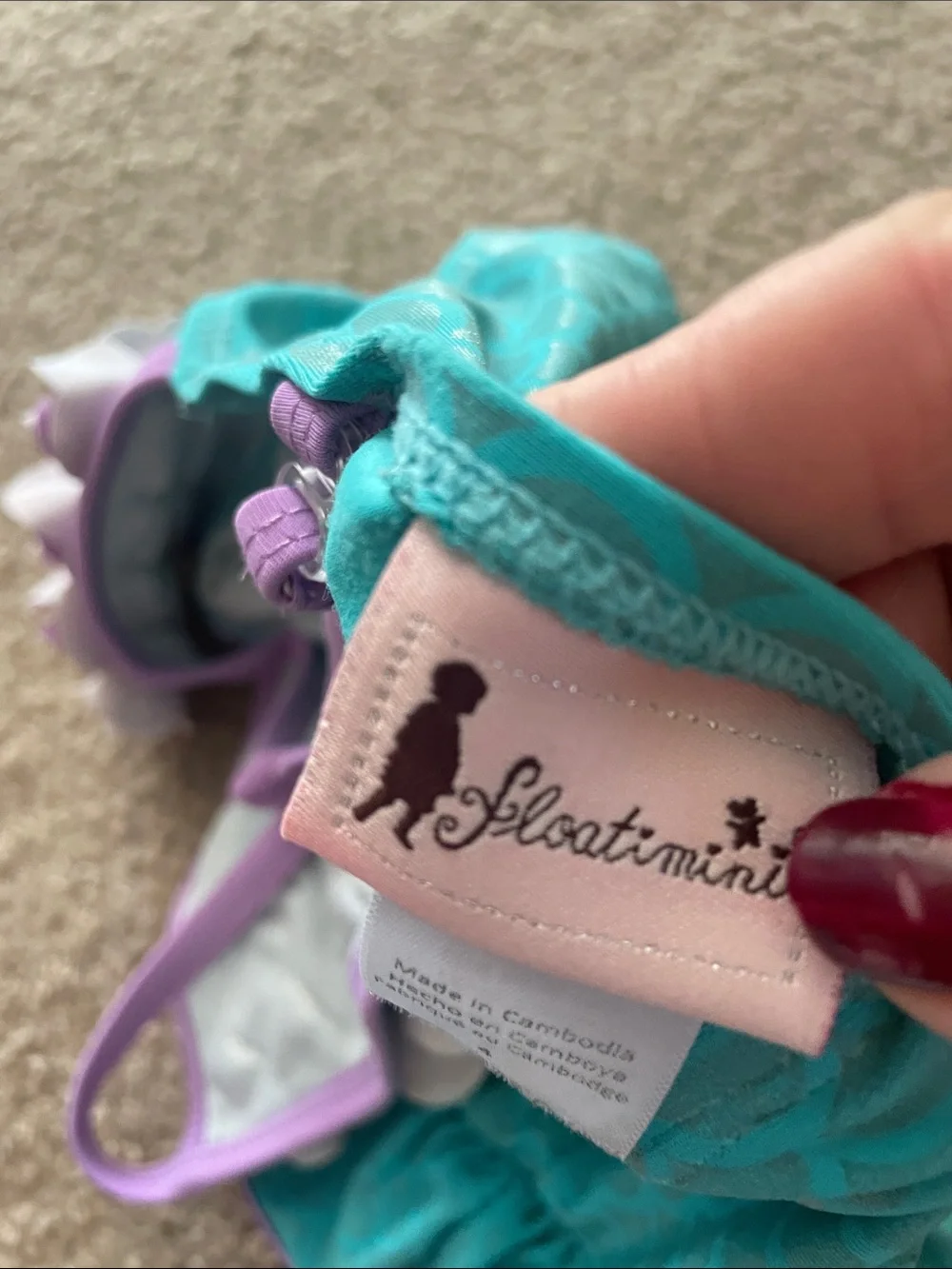 Floatimini Turquoise One-Piece Mermaid Swimsuit with Purple Trim